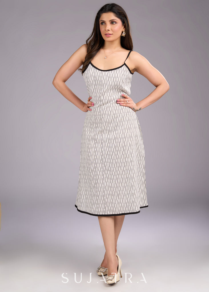 Strap into Style White Ikat Cotton Dress