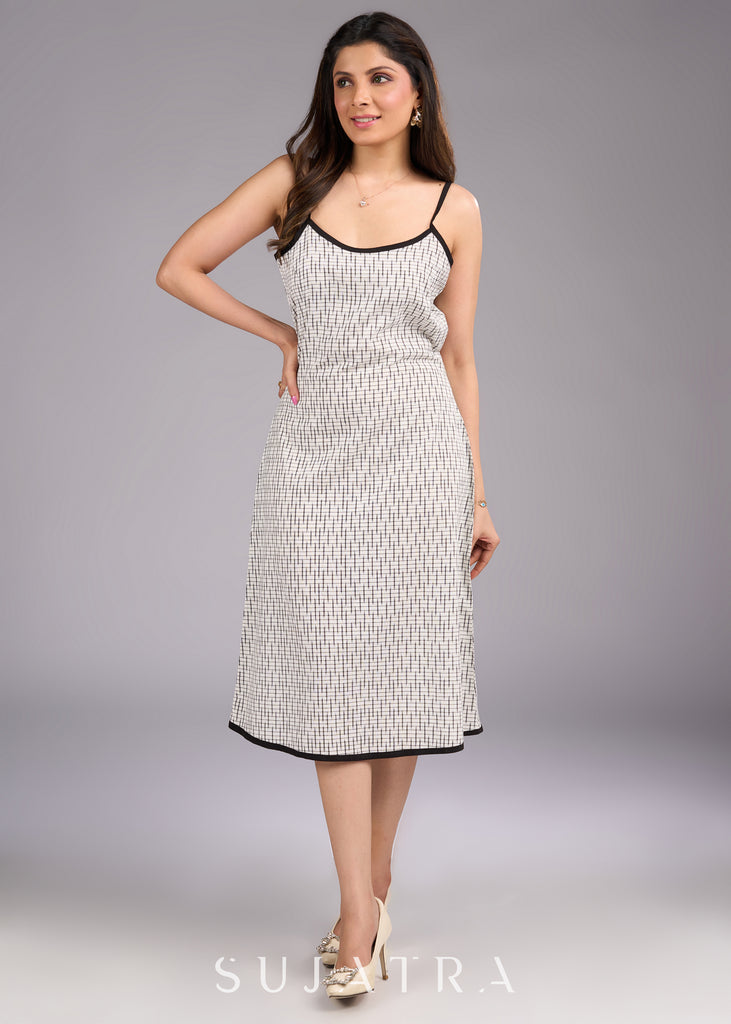 Strap into Style White Ikat Cotton Dress