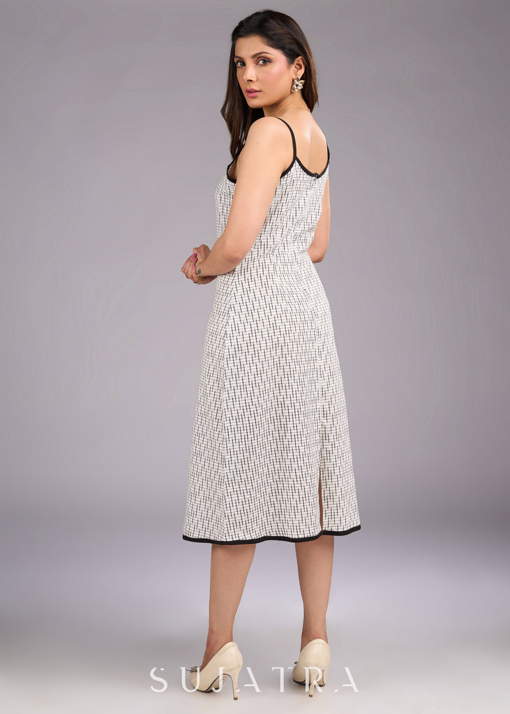 Strap into Style White Ikat Cotton Dress