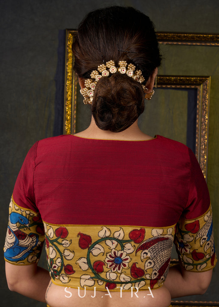 Elegant Maroon Kalamkari Blouse