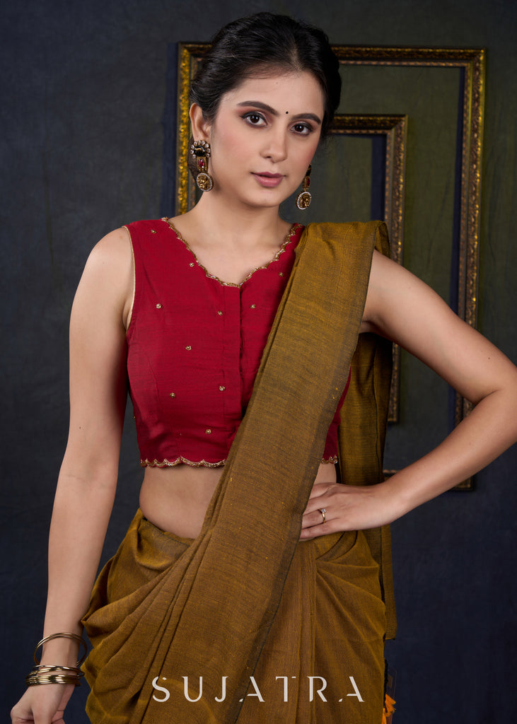 Trendy Maroon Hand Zardosi Work Sleeveless Blouse