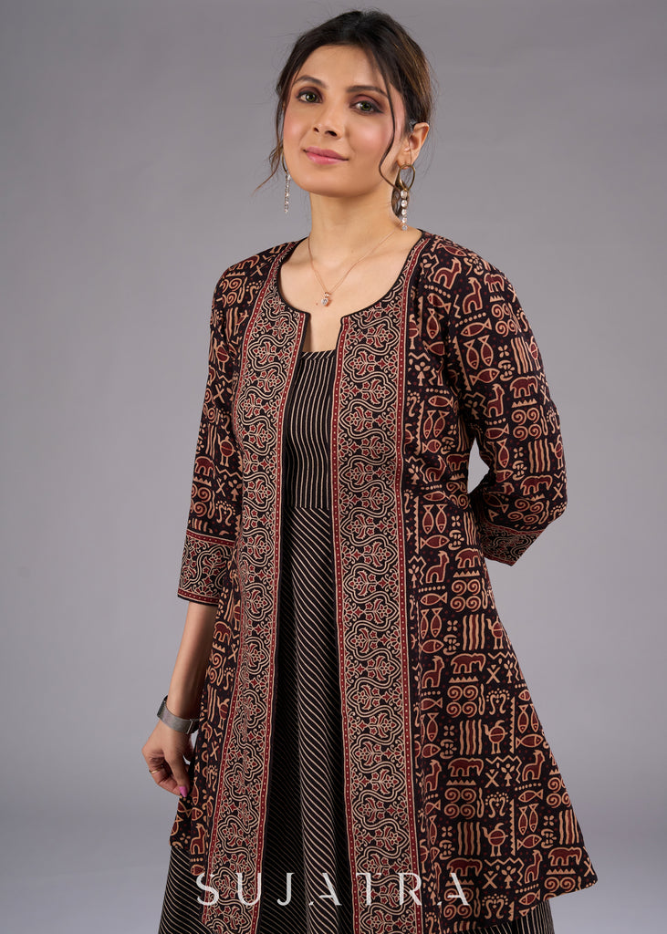 Mystic Fauna Black Ajrakh Print Jacket