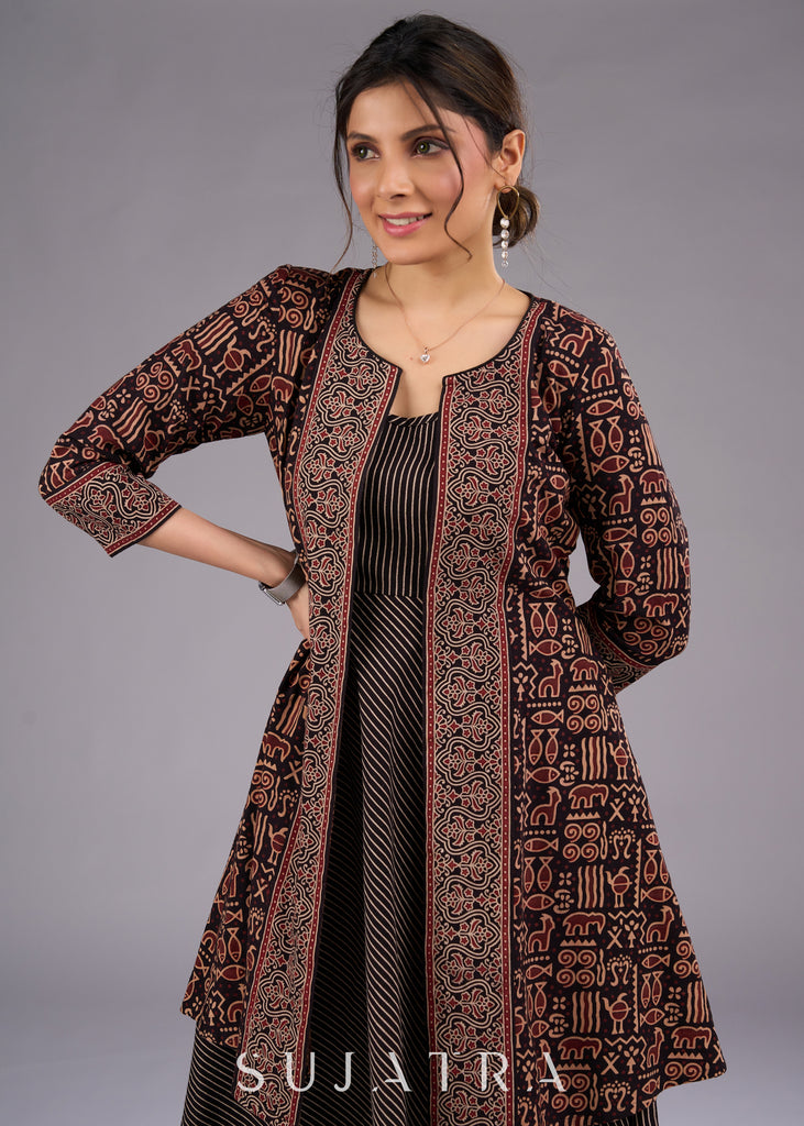 Mystic Fauna Black Ajrakh Print Jacket