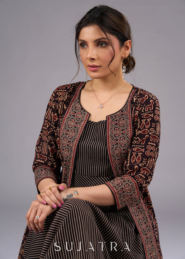 Mystic Fauna Black Ajrakh Print Jacket