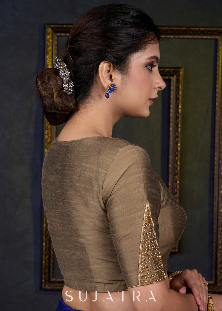 Beautiful Hand Embroidered Dark Gold Blouse