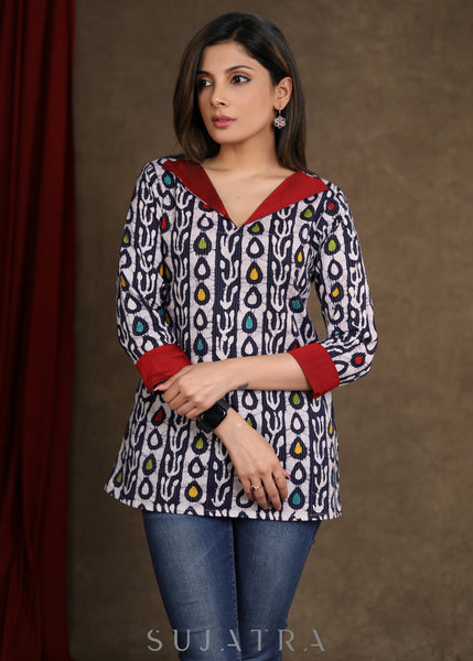 Cotton Indigo Combination Top