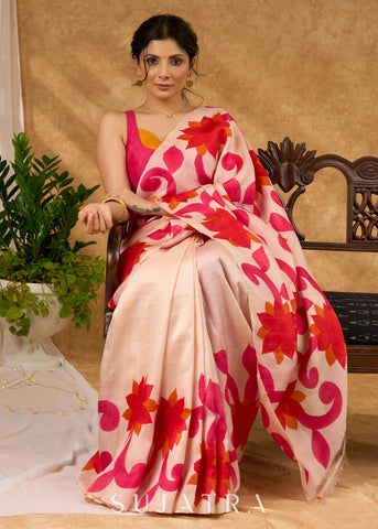 Radiant Hand Painted Pure Silk Artisinal Saree