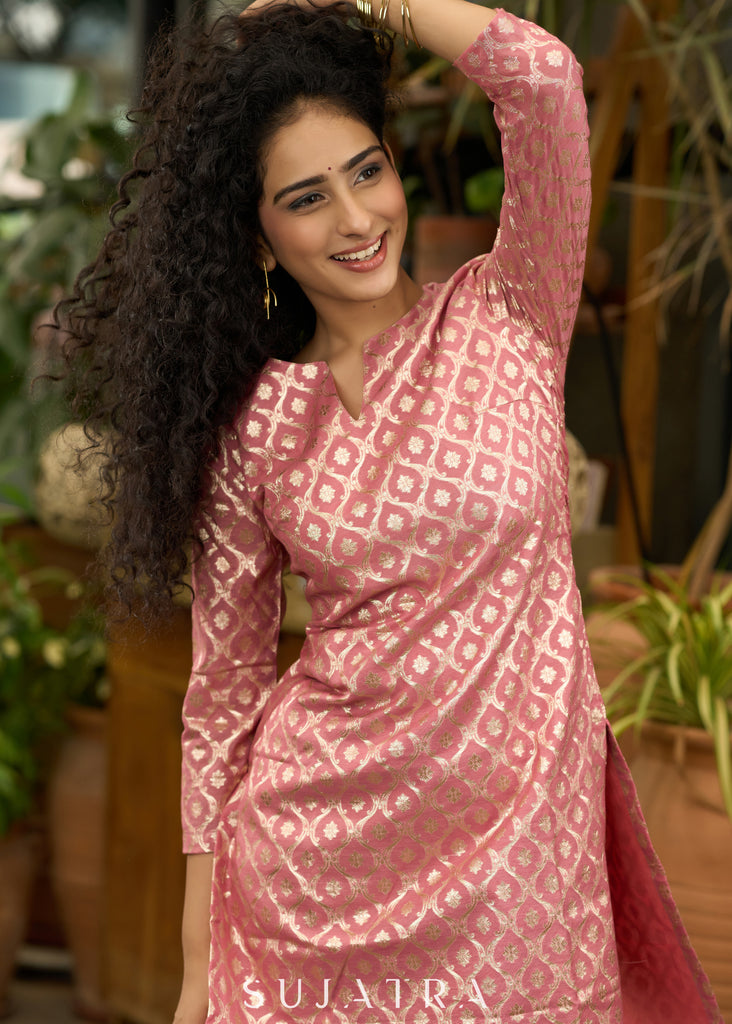 Graceful foxy pink banarsi sharara set - Dupatta Optional