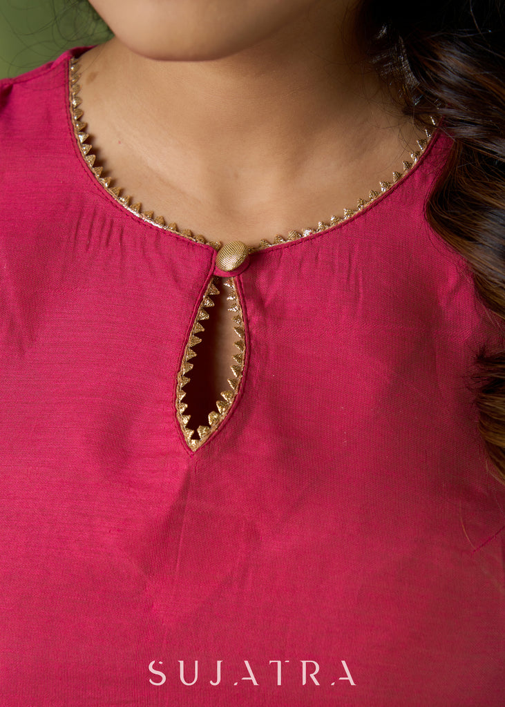 Graceful Pink Chanderi Kurta - Chanderi Pant Optional