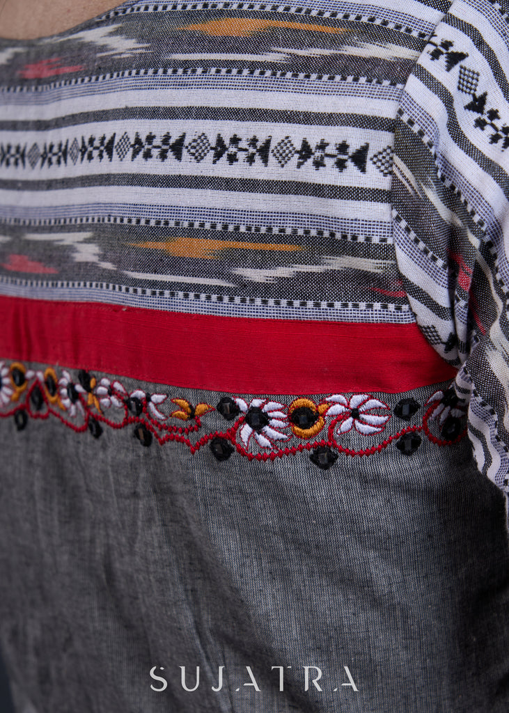 Embroidered Cotton Ikat Blouse