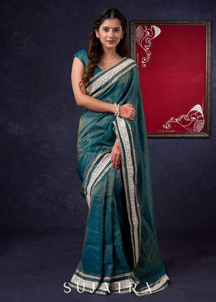 Beautiful Tissue saree Highlighted with Lace Detailing