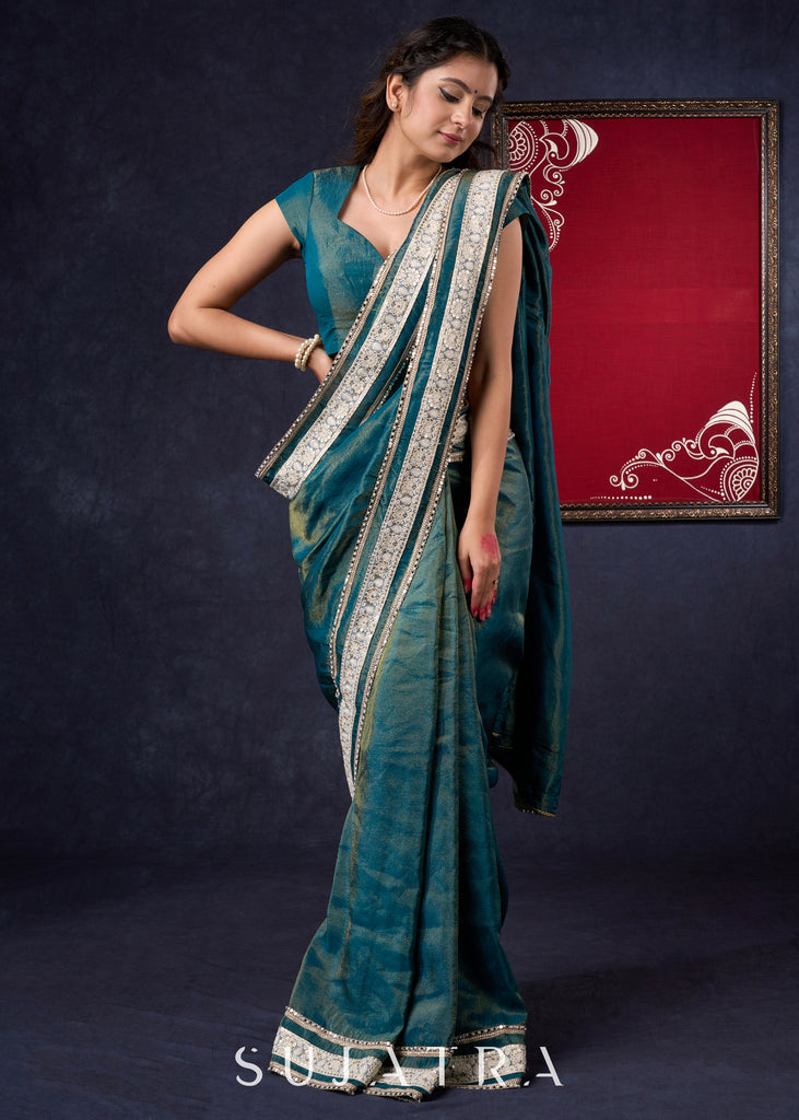 Beautiful Tissue saree Highlighted with Lace Detailing