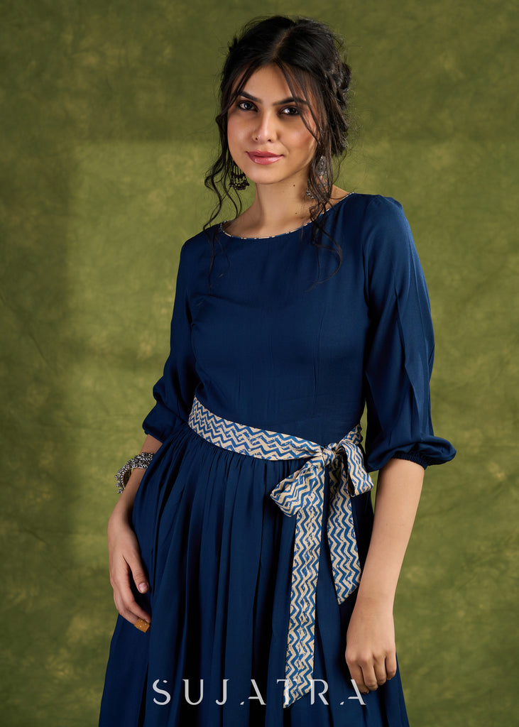 Teal Blue Rayon Dress, Minimalistic Chic With Timeless Elegance