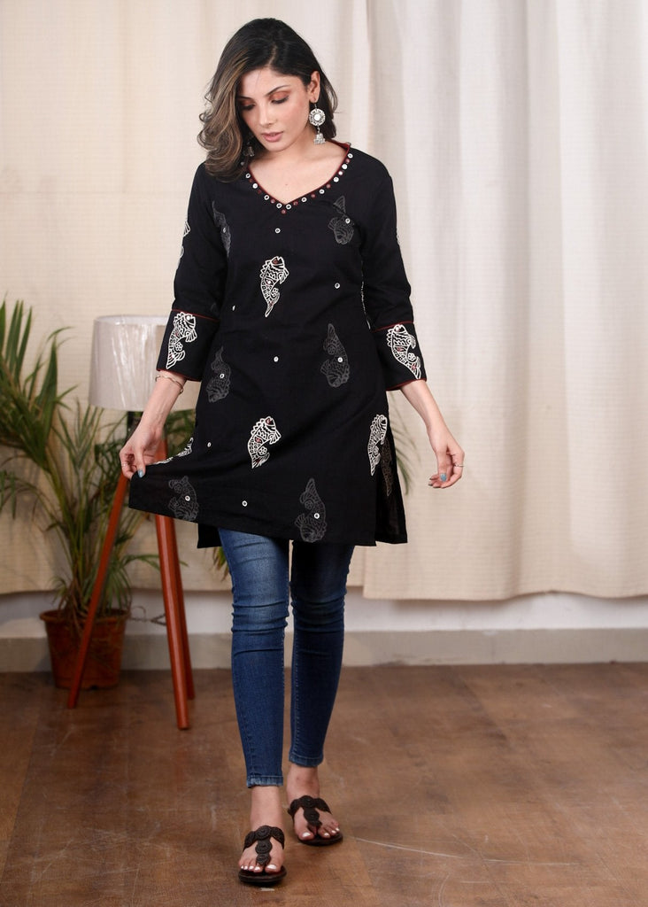 ON-SALE-exclusive-printed-hand-embroidered-mirror-work-cotton-tunic