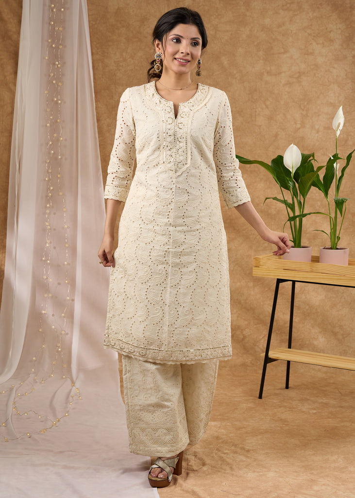 Exclusive embroidered hakoba kurta Pant optional