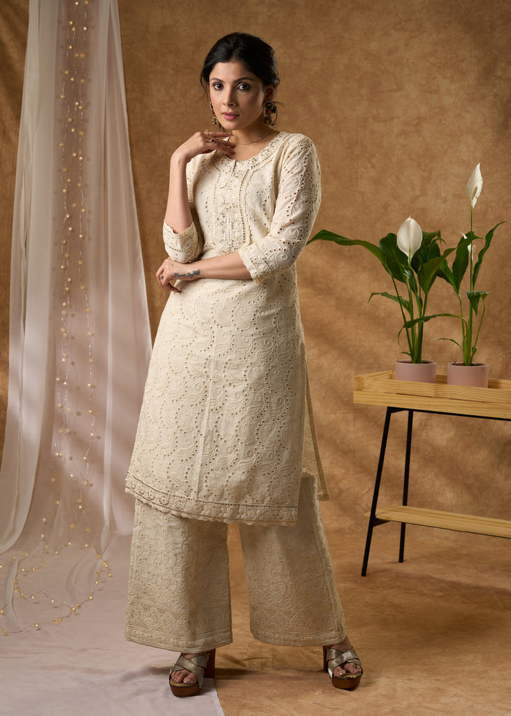 Exclusive embroidered hakoba kurta Pant optional