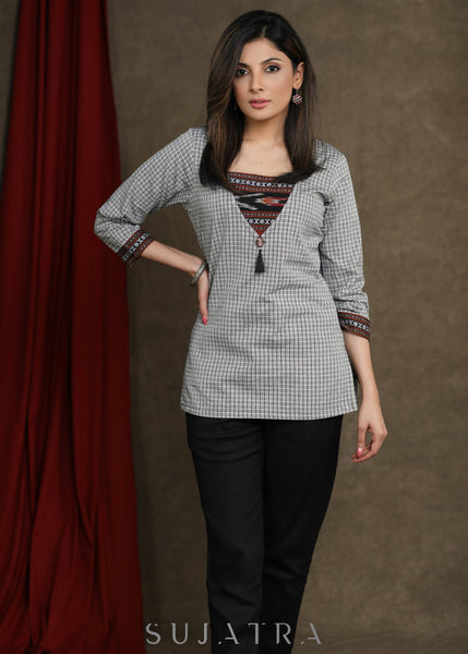 ON-SALE-grey-ikkat-combination-top