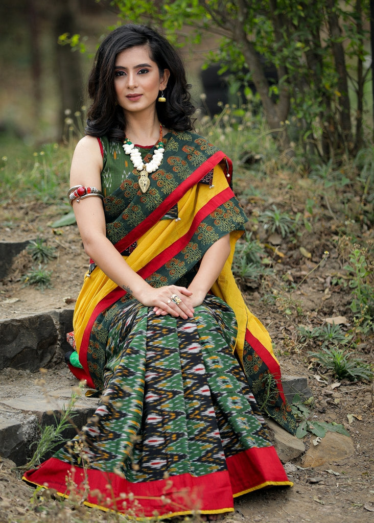 Chique Maroon Rayon Saree with Elegant Zardosi Work and Ajrakh Border