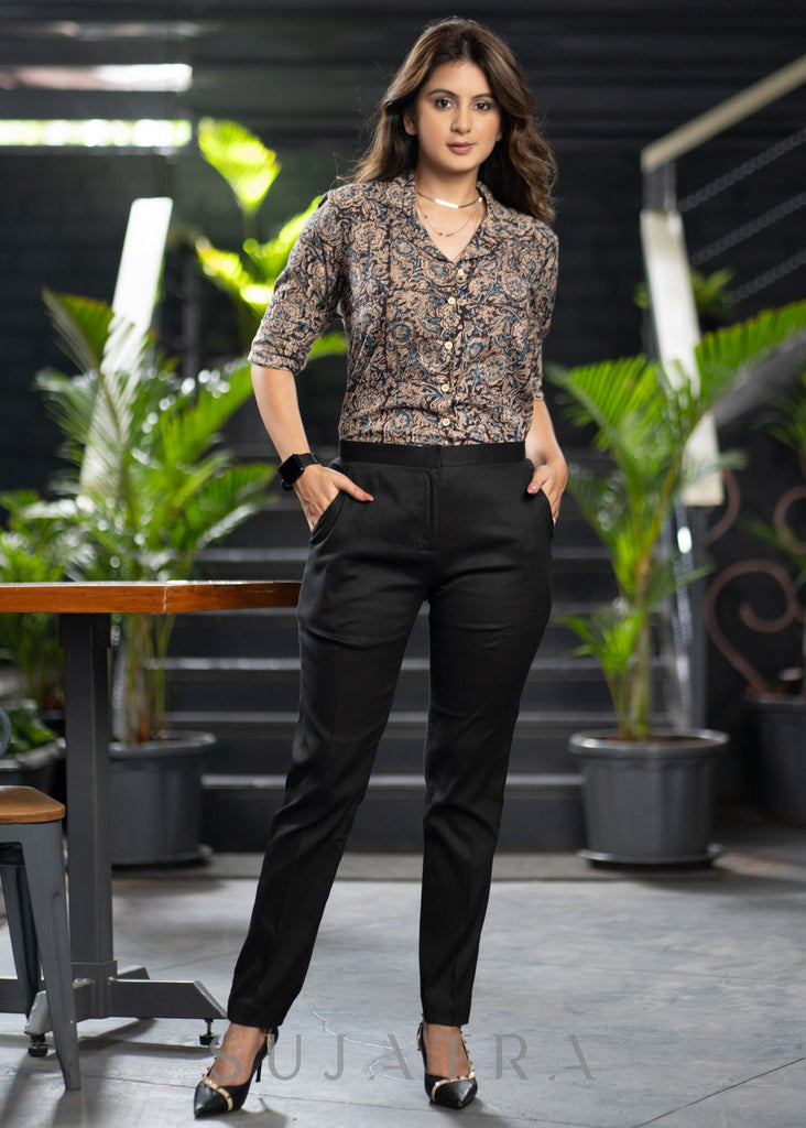 ON-SALE-smart-black-stretchable-narrow-fit-trouser-shirt-optional