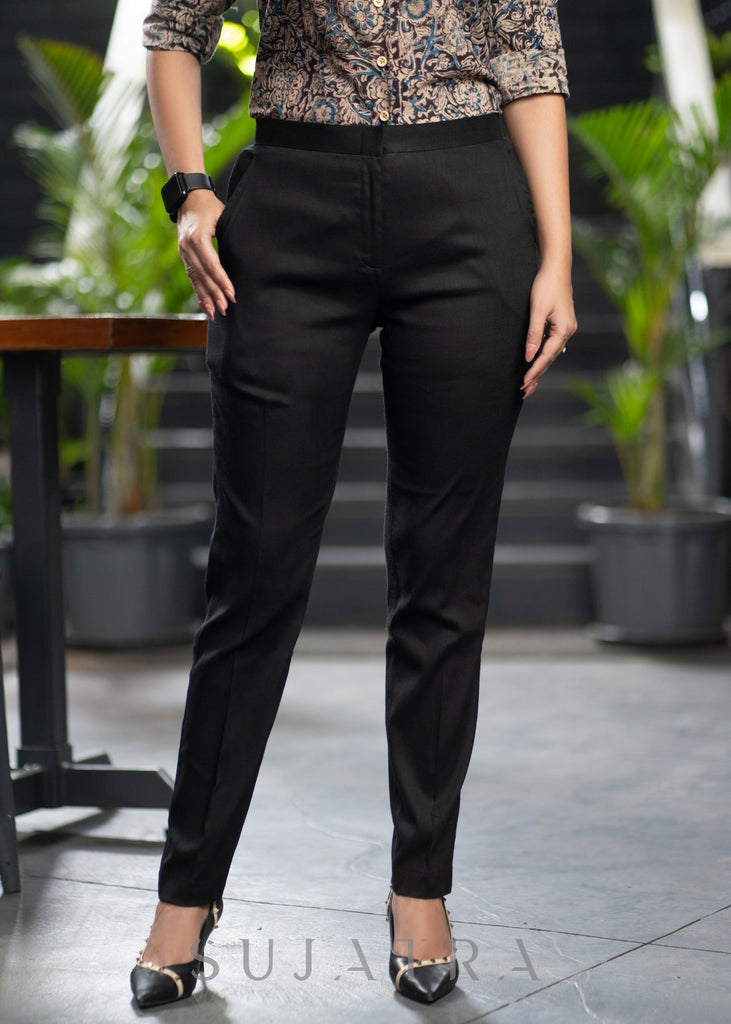 ON-SALE-smart-black-stretchable-narrow-fit-trouser-shirt-optional