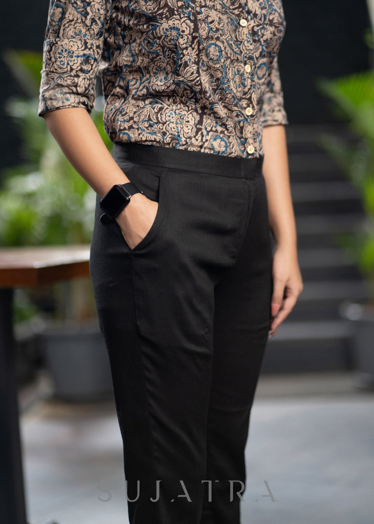 ON-SALE-smart-black-stretchable-narrow-fit-trouser-shirt-optional