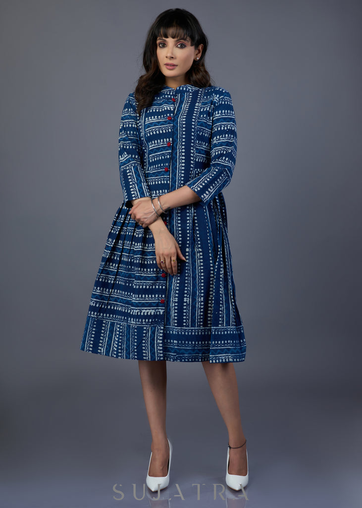 Smart Striped Cotton Indigo Dress