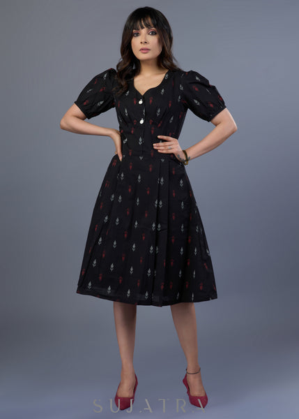 Smart Black Cotton Printed Dress