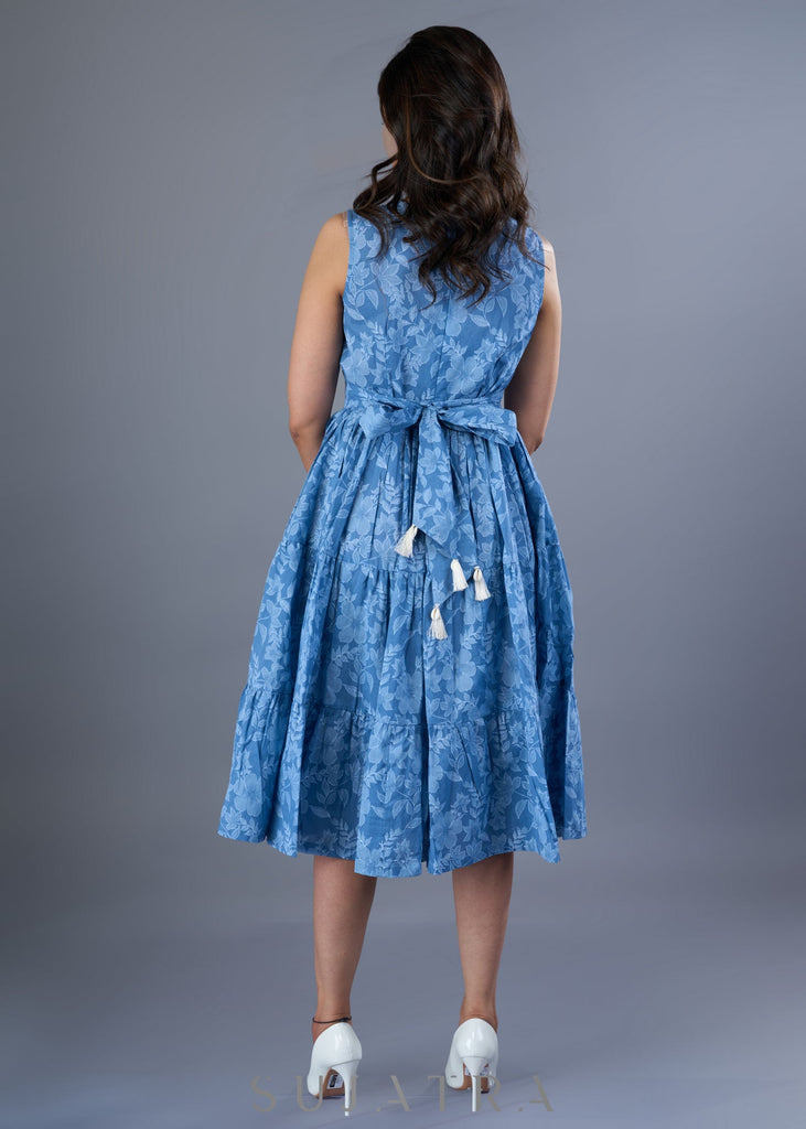 ON-SALE-fresh-powder-blue-cotton-floral-gathered-dress-with-pearl-highlights