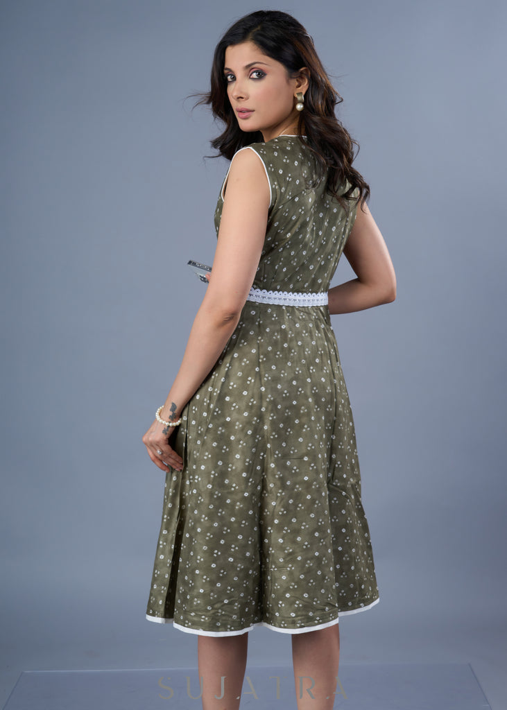 Beautiful Fern Green Rayon Printed Dress