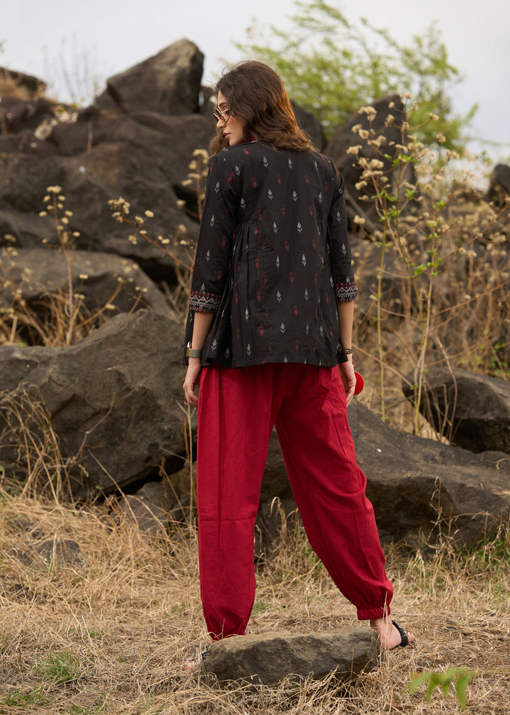 Red cotton balloon pant