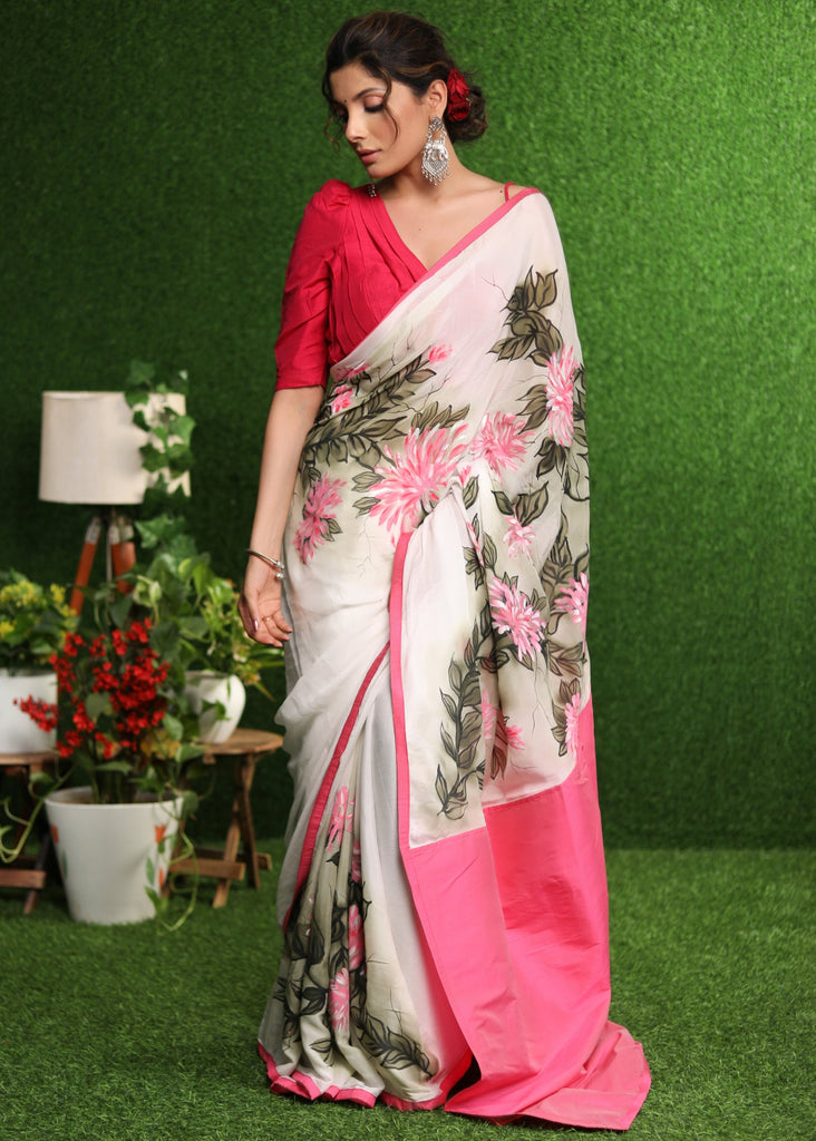 ON-SALE-copy-of-gorgeous-white-chandari-saree-with-elegant-floral-hand-painting-ajrakh-border