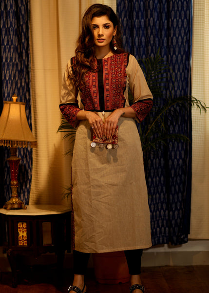 ON-SALE-sale-straight-cut-cotton-handloom-kurta-with-ajrakh-yoke-and-sleeves