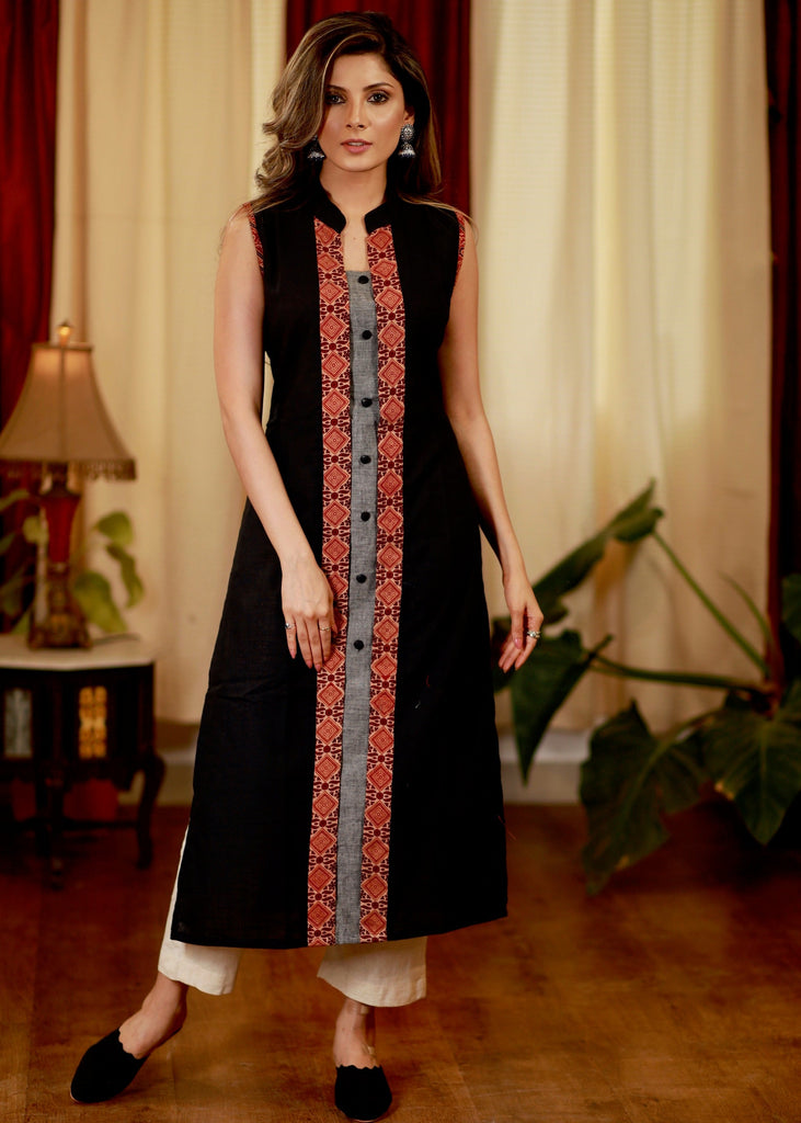 ON-SALE-sale-straight-cut-cotton-handloom-kurta-with-ajrakh-details-and-smart-silhouette