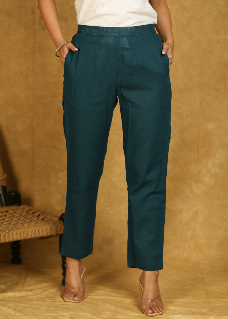 Smart Cotton Teal Blue Trouser