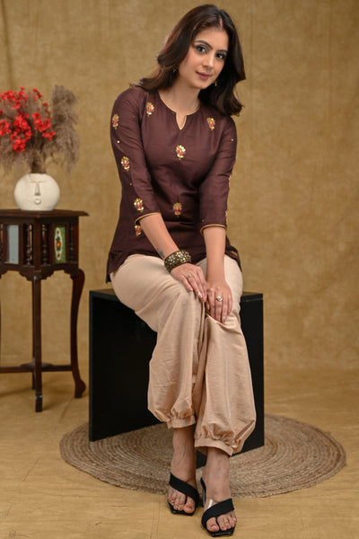 ON-SALE-brown-cotton-silk-top-with-allover-delicate-embroidery