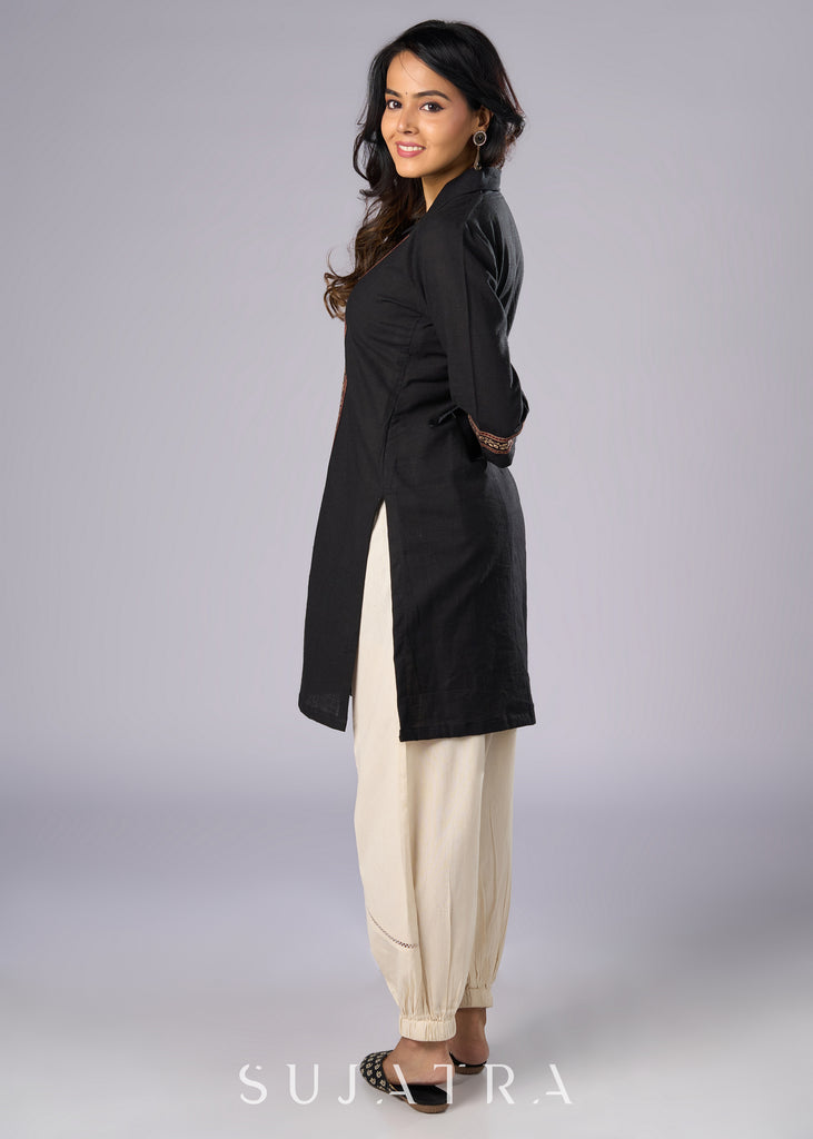 Smart Black Cotton Shirt Tunic Pant Additional