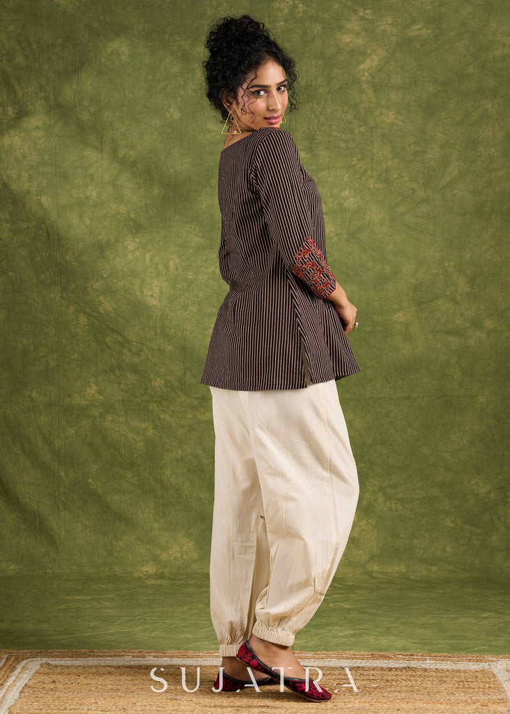 Classic Ajrakh Applique Work Top - Pant Optional