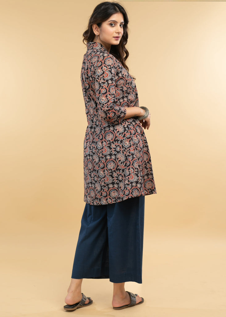 Smart Floral Ajrakh jacket Style Tunic with inner