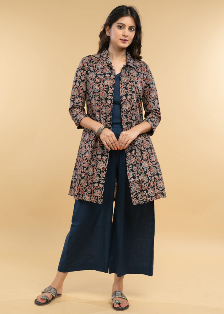 Smart Floral Ajrakh jacket Style Tunic with inner