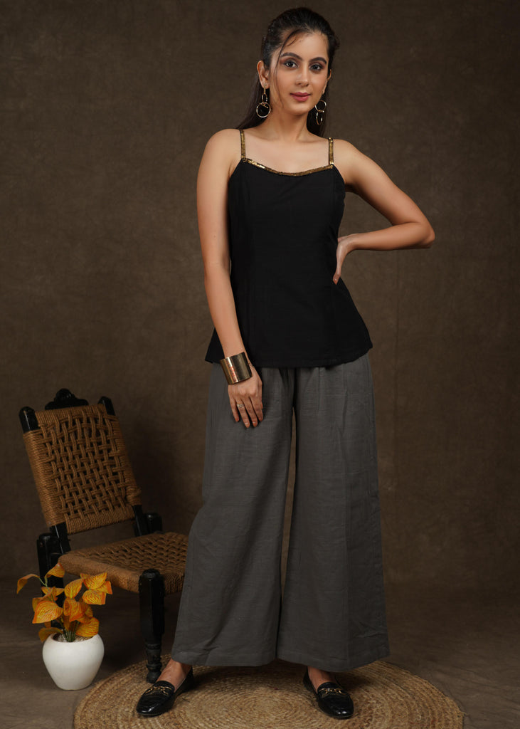 Get Grey Solid Ankle Length Palazzo at  999  LBB Shop