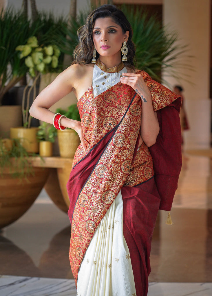 Party Wear Digital Print Maroon Printed White Georgette Saree, With Blouse  Piece, 6 Metre at Rs 650 in Surat