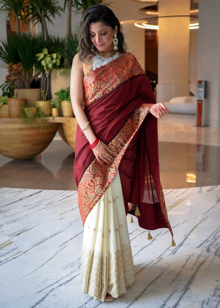 Buy White Sarees for Women by WILORI Online | Ajio.com