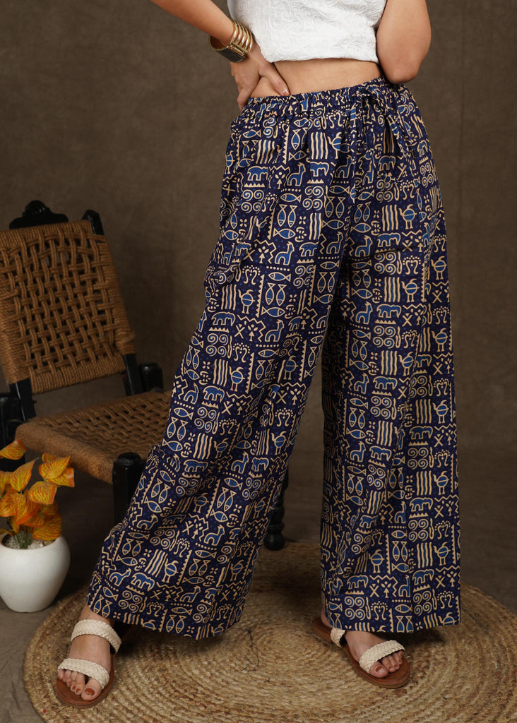 Shop Pleated Palazzo Pants with Elasticated Waistband Online | Max Qatar