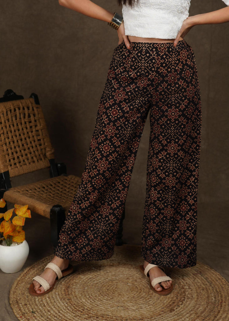 What is Long Office Loose Formal Outdoor Trousers Multicolor Printed Belted  High Straight Wide Leg Pants