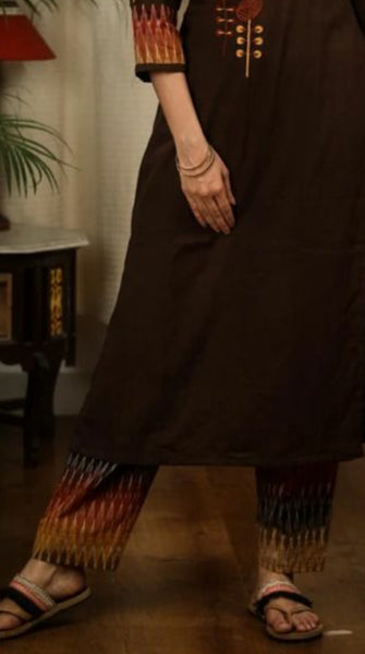 Exclusive brown and black multi color ikat pants